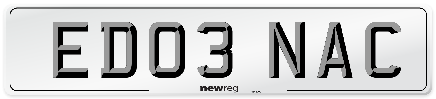 ED03 NAC Number Plate from New Reg